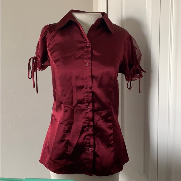 Tops - Maroon Silk Style Button down